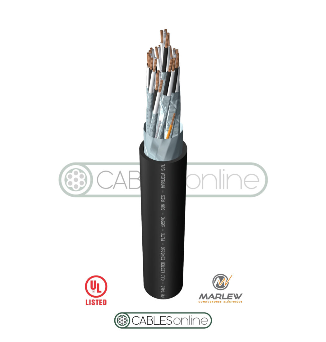 Cable Instrumentación Electrónica Multipar AR 7408 8x2x20 AWG 300V Marlew Negro Norma UL 13 Blindaje Individual