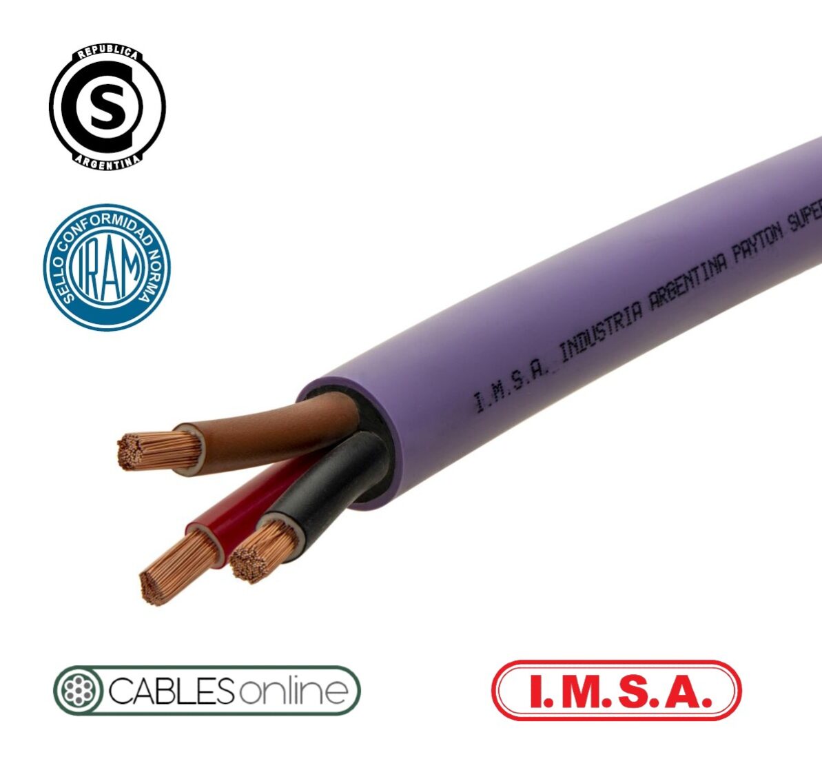 Cable Subterráneo 3x50 Semirrígido Clase 2 1,1kV IMSA Payton Superflex PVC Norma IRAM 2178